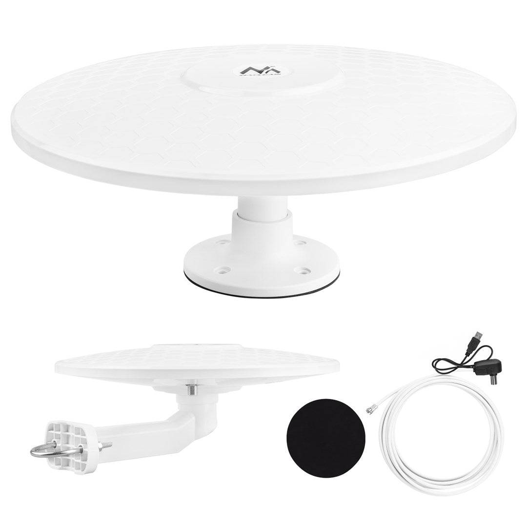 Maclean DVB-T/T2 HEVC Actieve Omni-Directionele Antenne voor Campers, Centrale Kabelmontage, MCTV-104-0