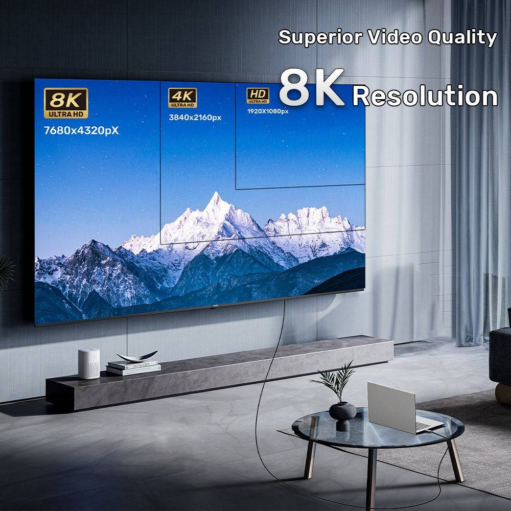 UNITEK HDMI Kabel 50 m Type A Mannelijk Zwart 2.1 48 Gbit/s 7.1 Audio-4