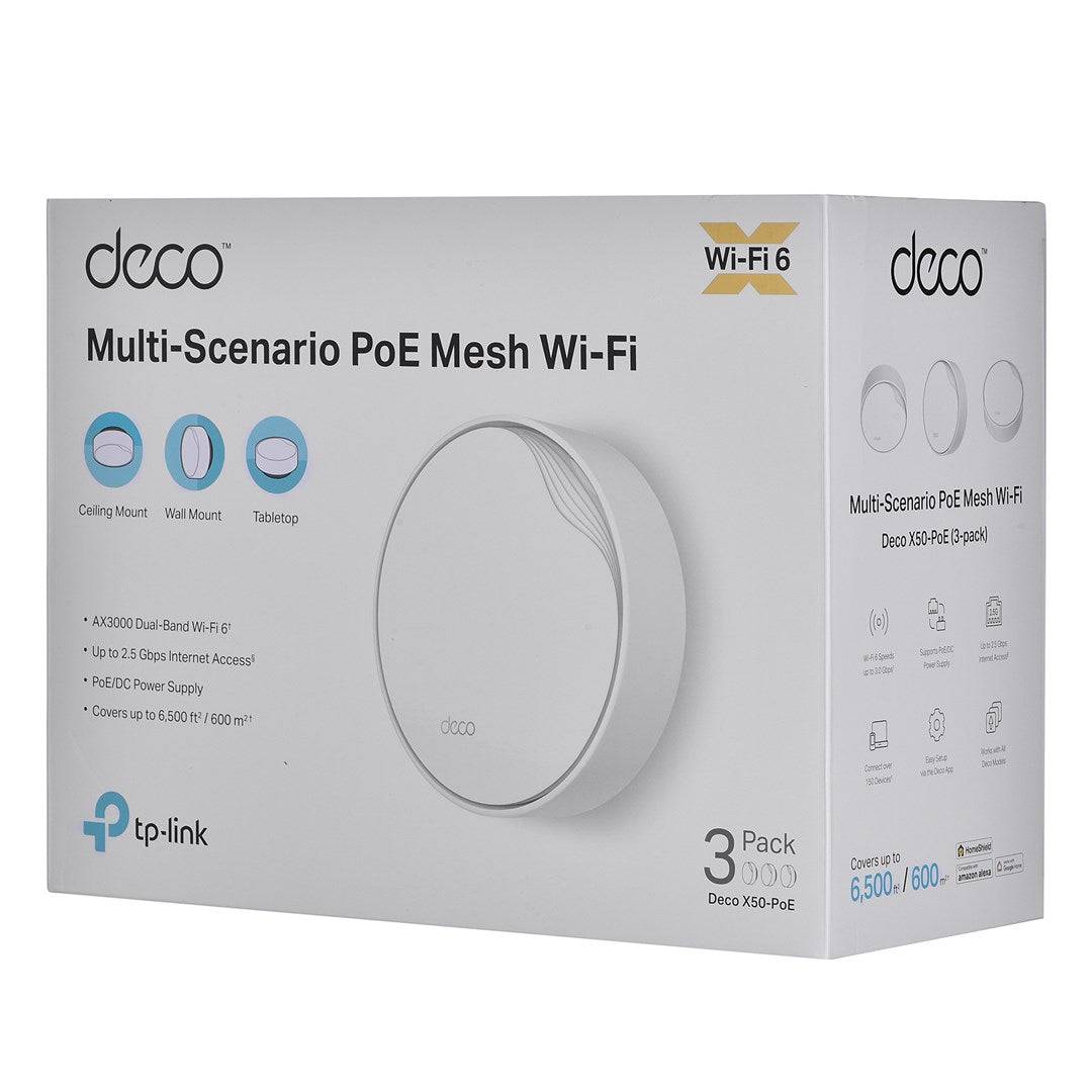 TP-Link DECO X50-PoE (3-PACK) Duo-Band Wi-Fi 6 (802.11ax), Wit, Interne Antenne GHz/5-0