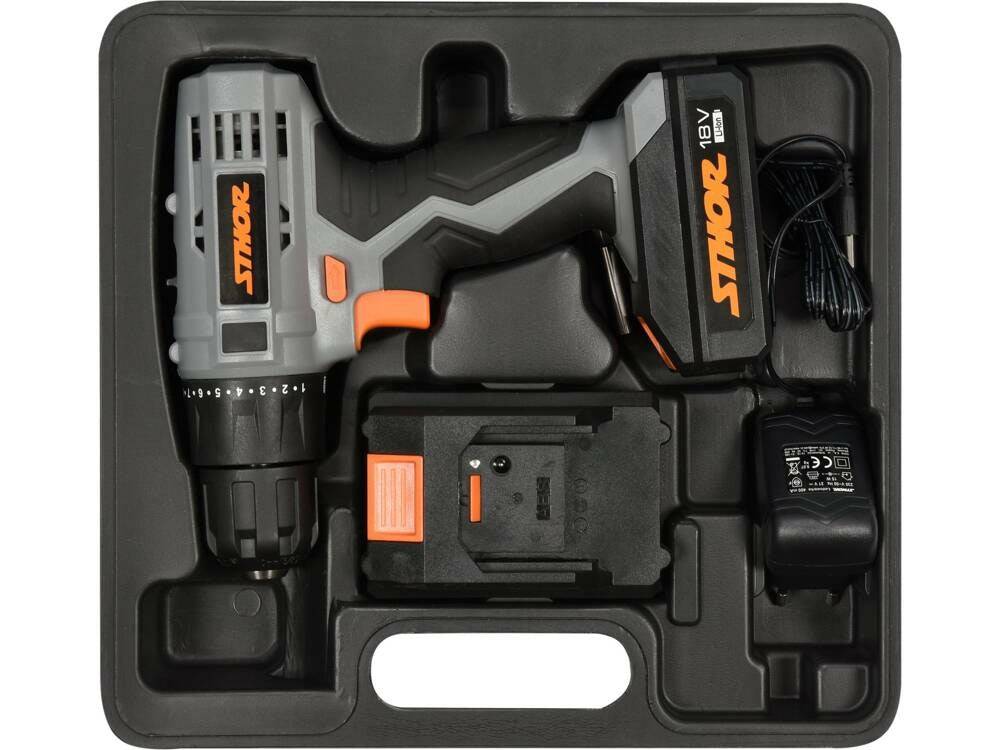 STHOR 18V Accuboormachine met 2 Accu's en Accessoires 78972-0