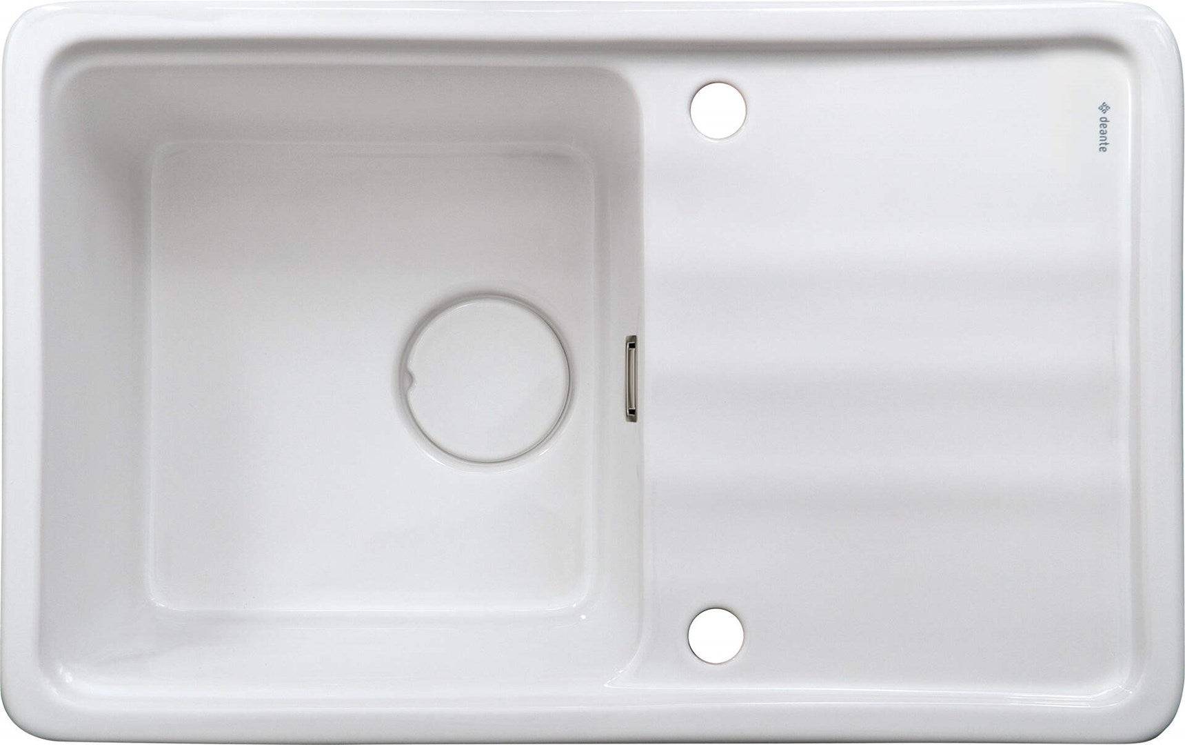 Deante 1-Bowl Keramische Spoelbak met Afvoer - Glanzend Wit 78 x 50 cm-0