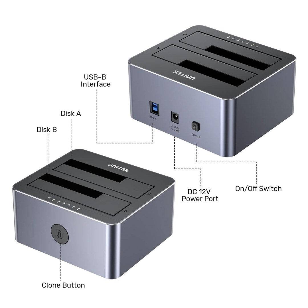 UNITEK Cloning Station 2x SATA III USB 3.1 Dockingstation-3