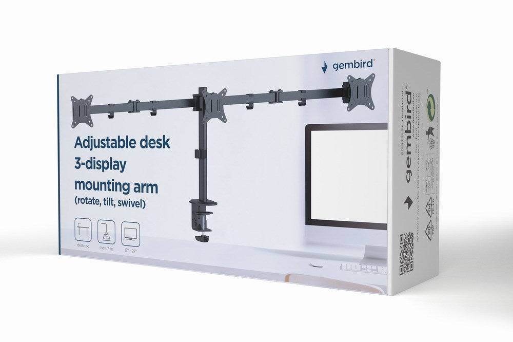 Gembird MA-D3-01 Verstelbare Bureauhouder voor 3 Schermen 17"-27" tot 7 kg-2