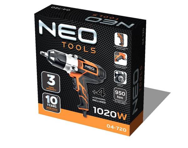 NEO Tools 04-720 Elektrische Slagmoersleutel 1020W met 4 Stekkers