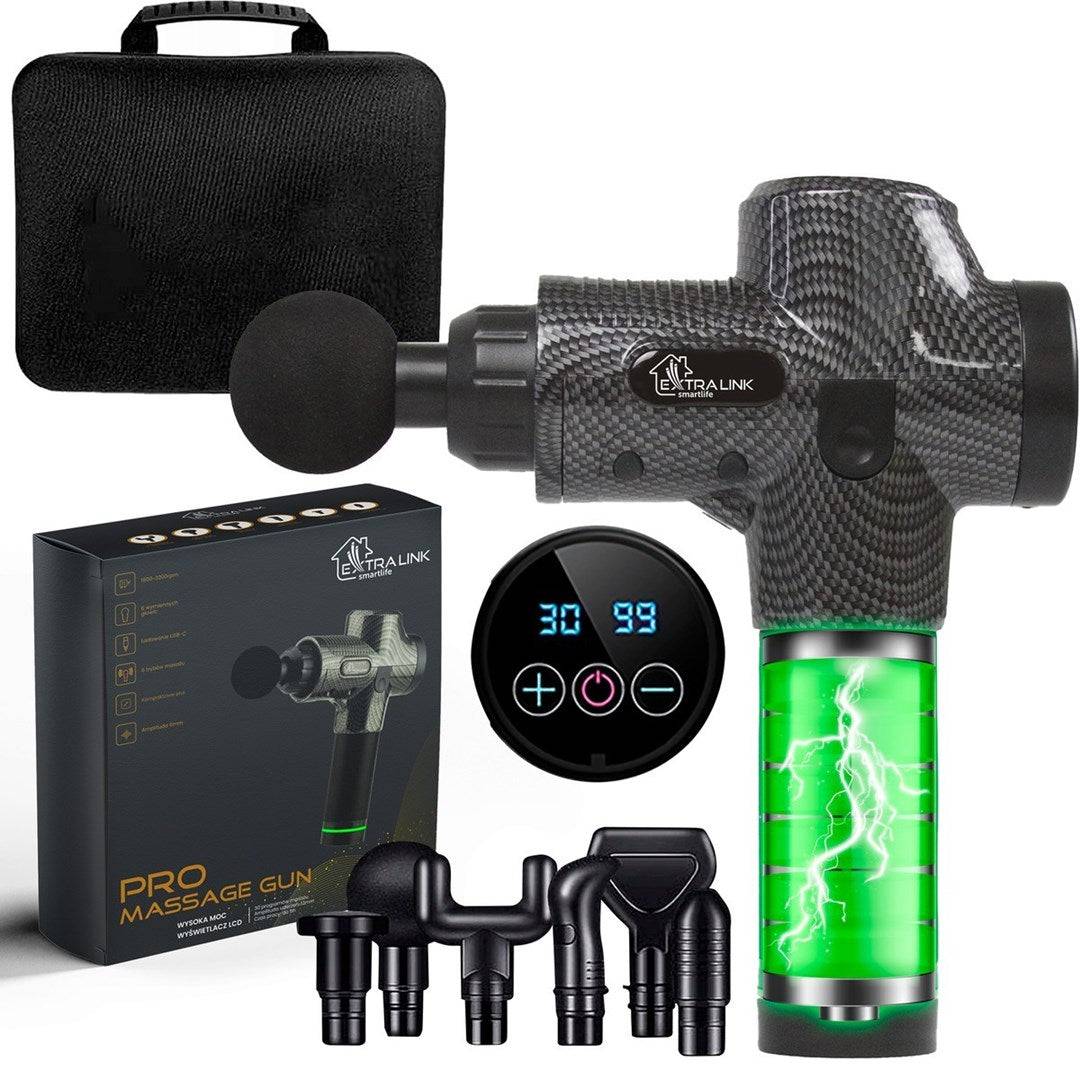 Extralink Massagepistool Pro met 6 Opzetstukken-1
