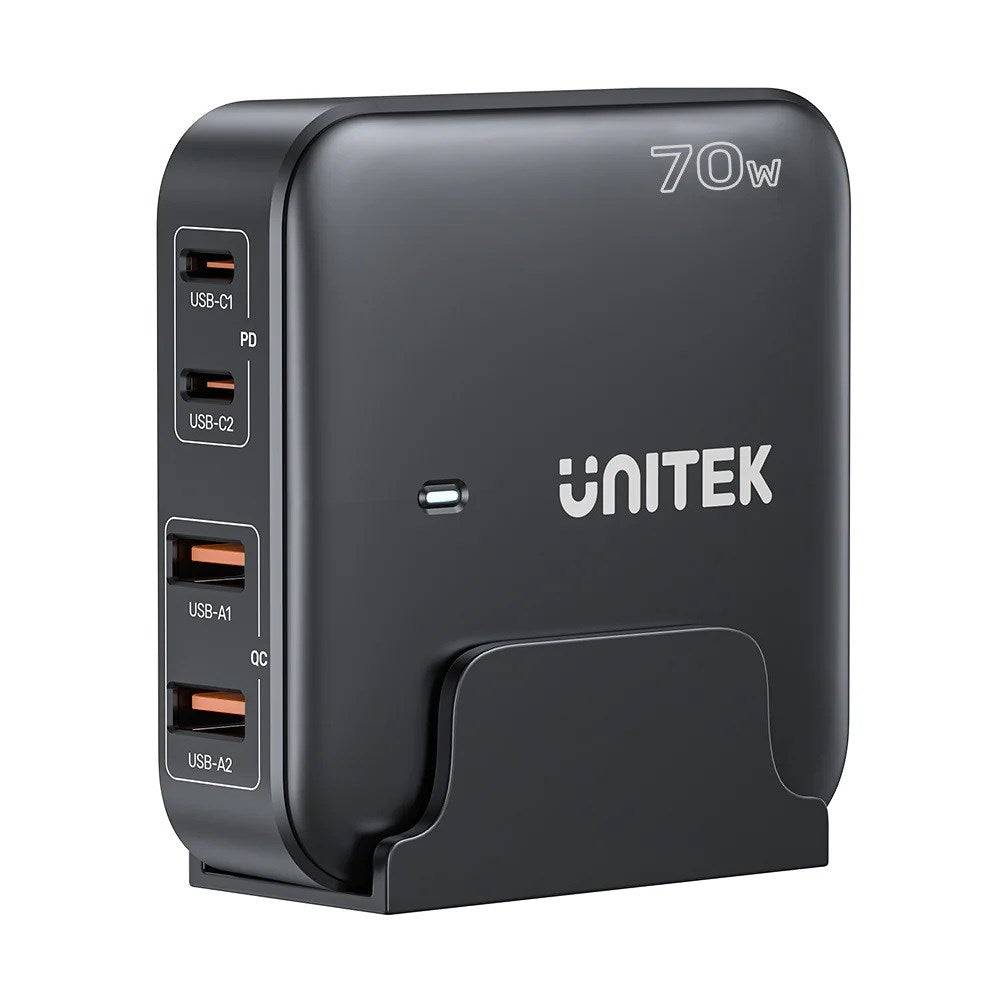 Unitek GaN Netwerkoplader - P1228ABK01-EU | 70W 2x USB-C 2x USB-A-0