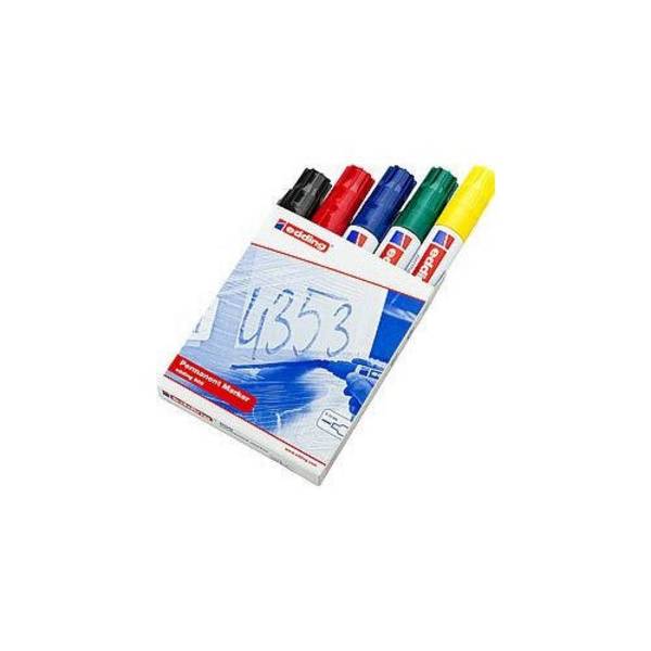 Edding 800 Permanente Marker Set - Zwart, Blauw, Groen, Rood, Geel - 5 Stuks (4-800999)