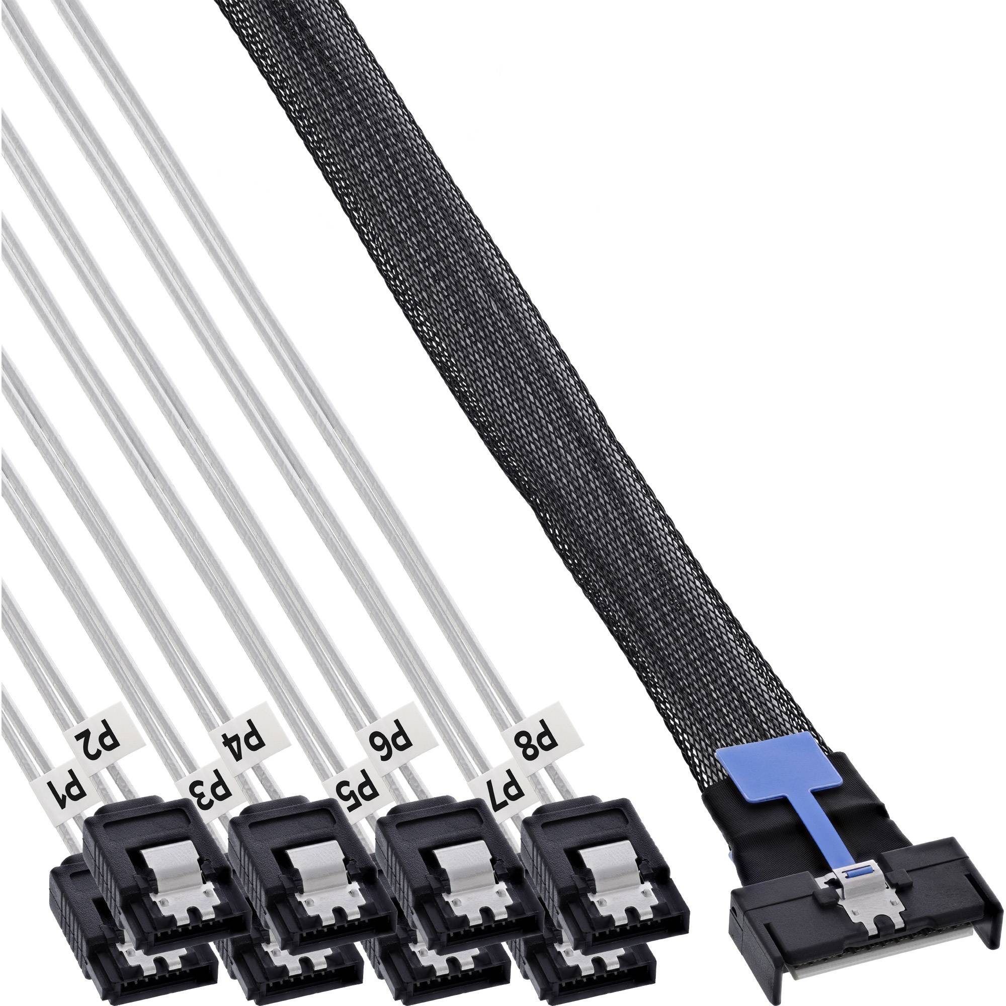 InLine® MCIO x8 breakout-kabel naar 8x SATA, 0,5 m-0