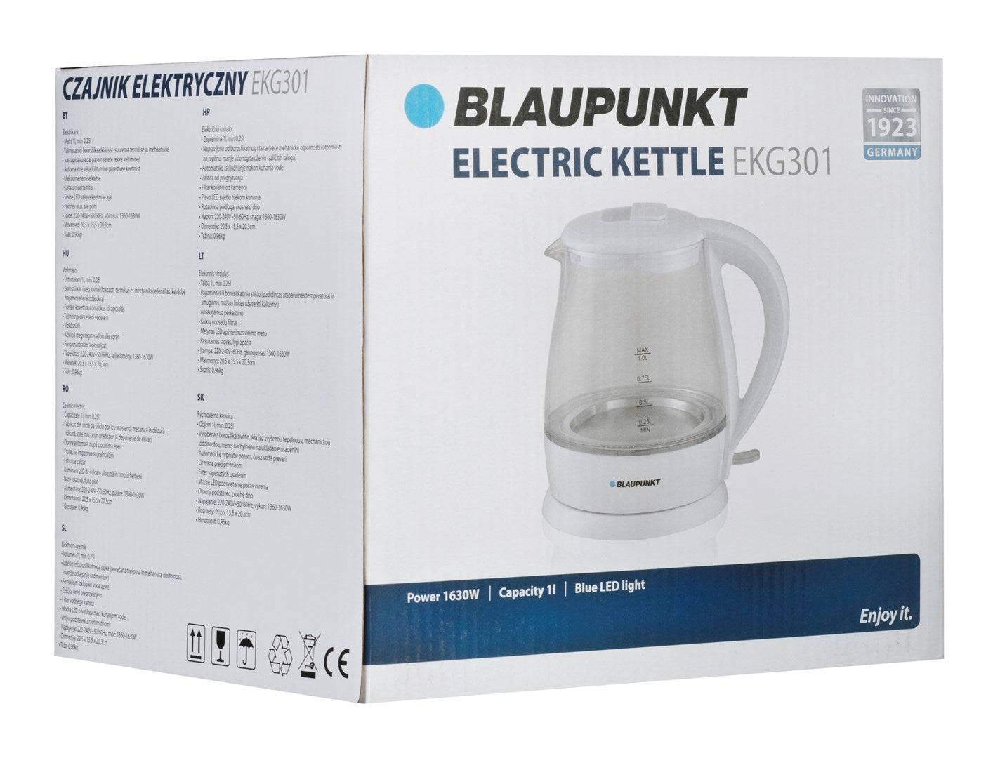 Blaupunkt Waterkoker 1 L 1630W Wit EKG301-3