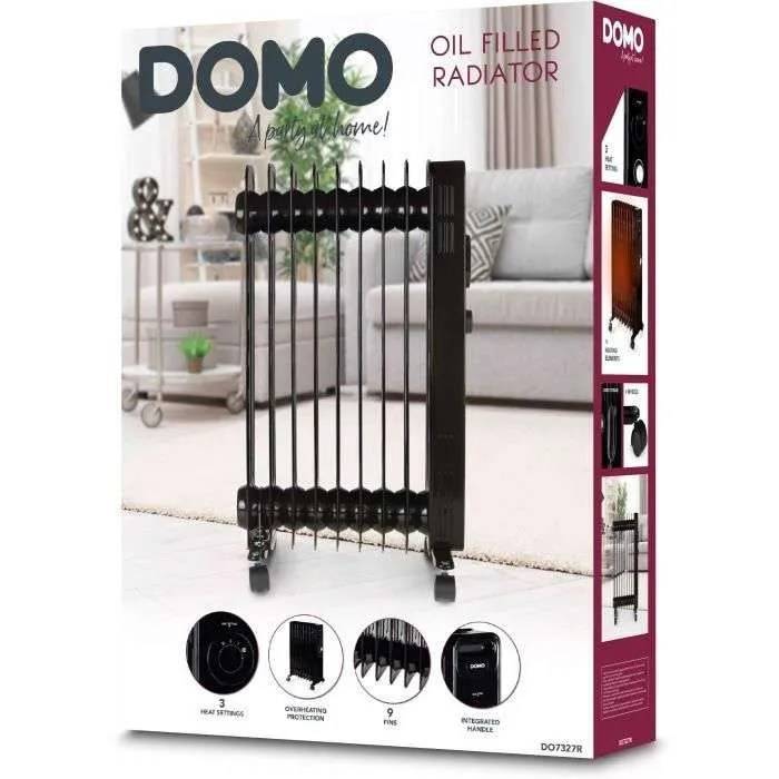 Olieradiator - 2000 W - DOMO - DO7327R - 42,5 x 28 x 64 cm - Zwart-0
