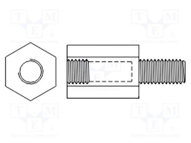 KEYSTONE KEYS25501 Afstandsbus met schroefdraad; zeskantig; polyamide; M3; M3 - 10 stuks-0