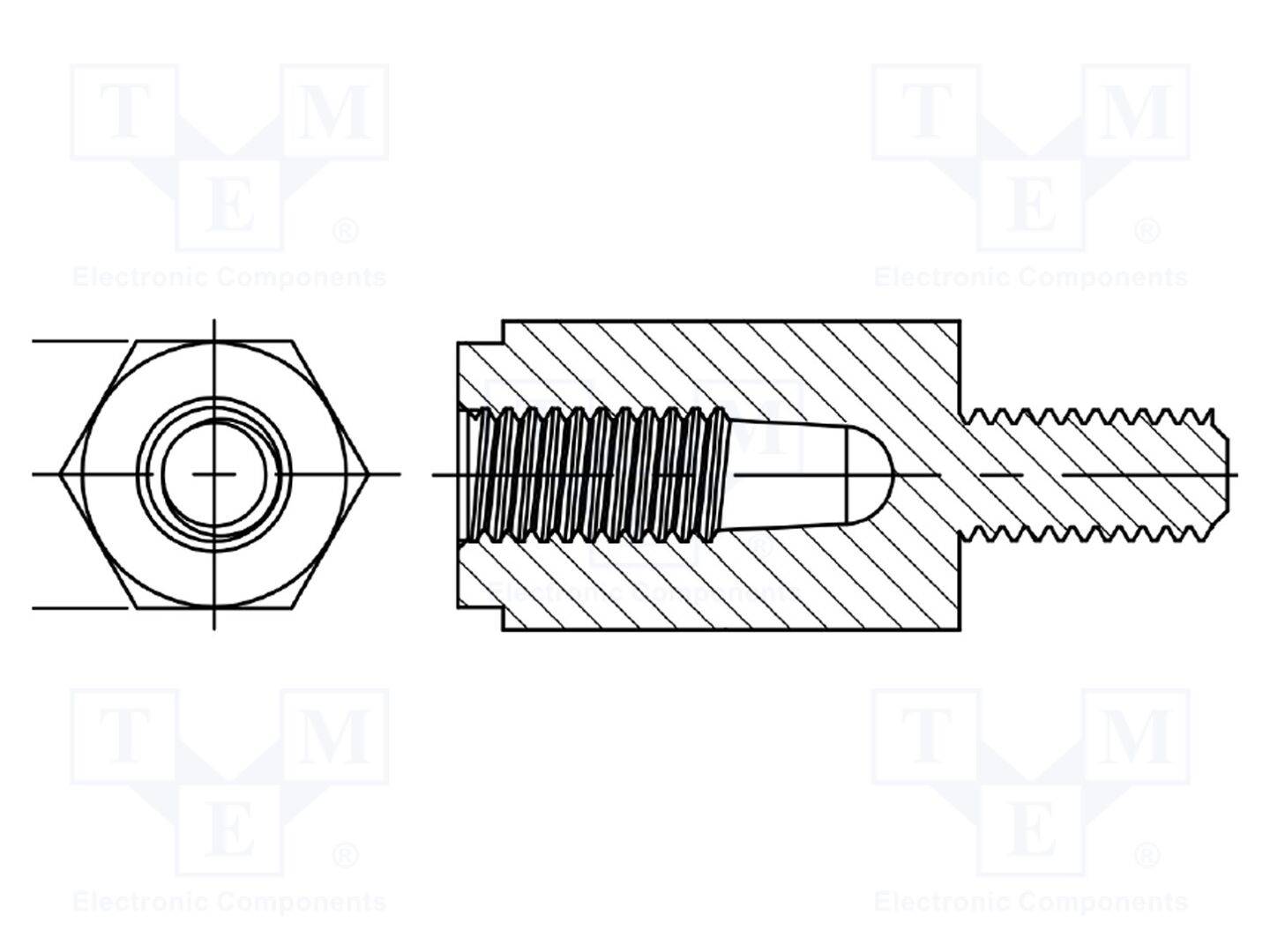 DREMEC DR8G09V40718 Afstandsbus; zeskantig; polyamide 66; M3; M3; L: 20mm; zwart; 8G509 - 10 stuks-0