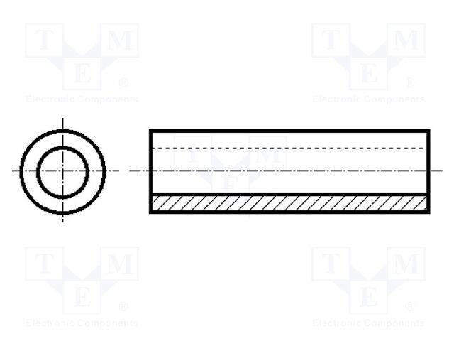 KEYSTONE KEYS891 Afstandsbus; cilinder; polyamide; L: 3,2mm; Øext: 6,4mm; Øinw: 4,3mm - 10 stuks-0
