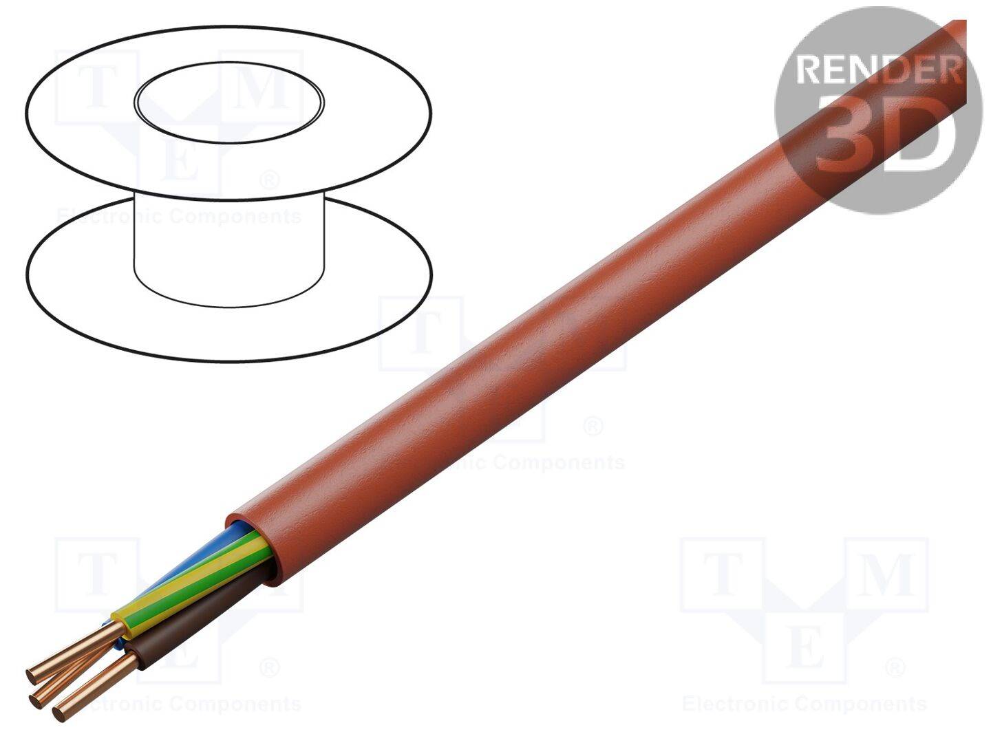 BITNER BITNER-B52051 Leiding: voeding; HDGs, HDGsżo FE180/PH120/E90; 3G1,5mm2; rood - 1 meter-0