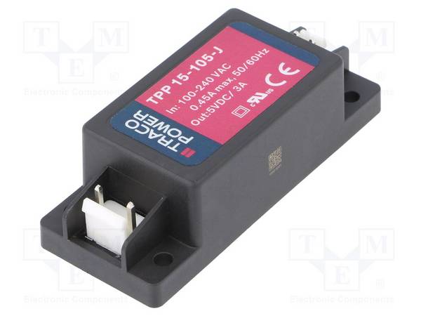 TRACO POWER TPP15-105-J Voedingseenheid: schakelende; voor inbouw; 15W; 5VDC; 3000mA; 86% - 1 stuk