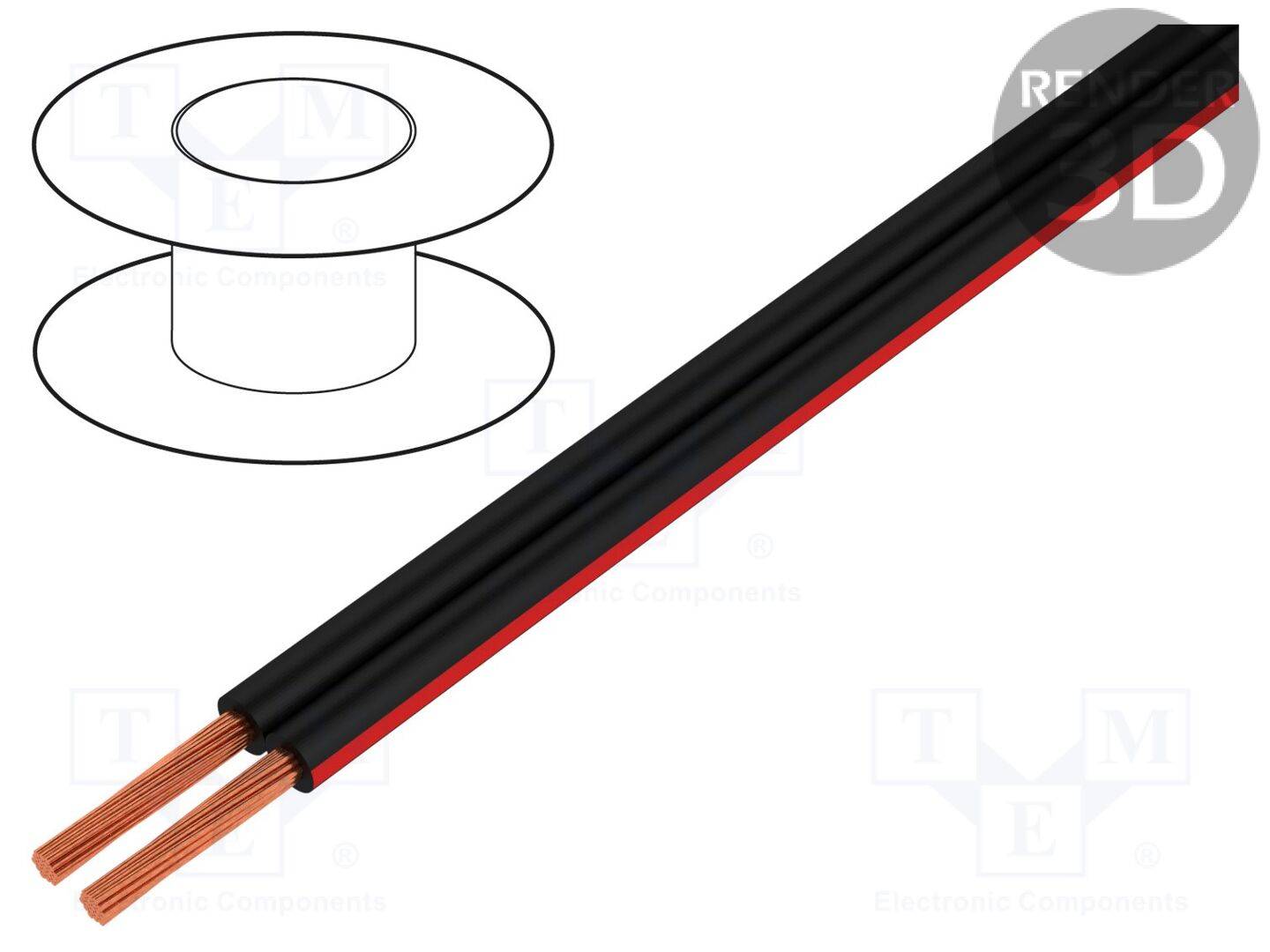 HELU SOUND-40024 Leiding: luidsprekers; HELUSOUND®; 2x0,75mm2; koord; Cu; zwartrood - 1 meter-0