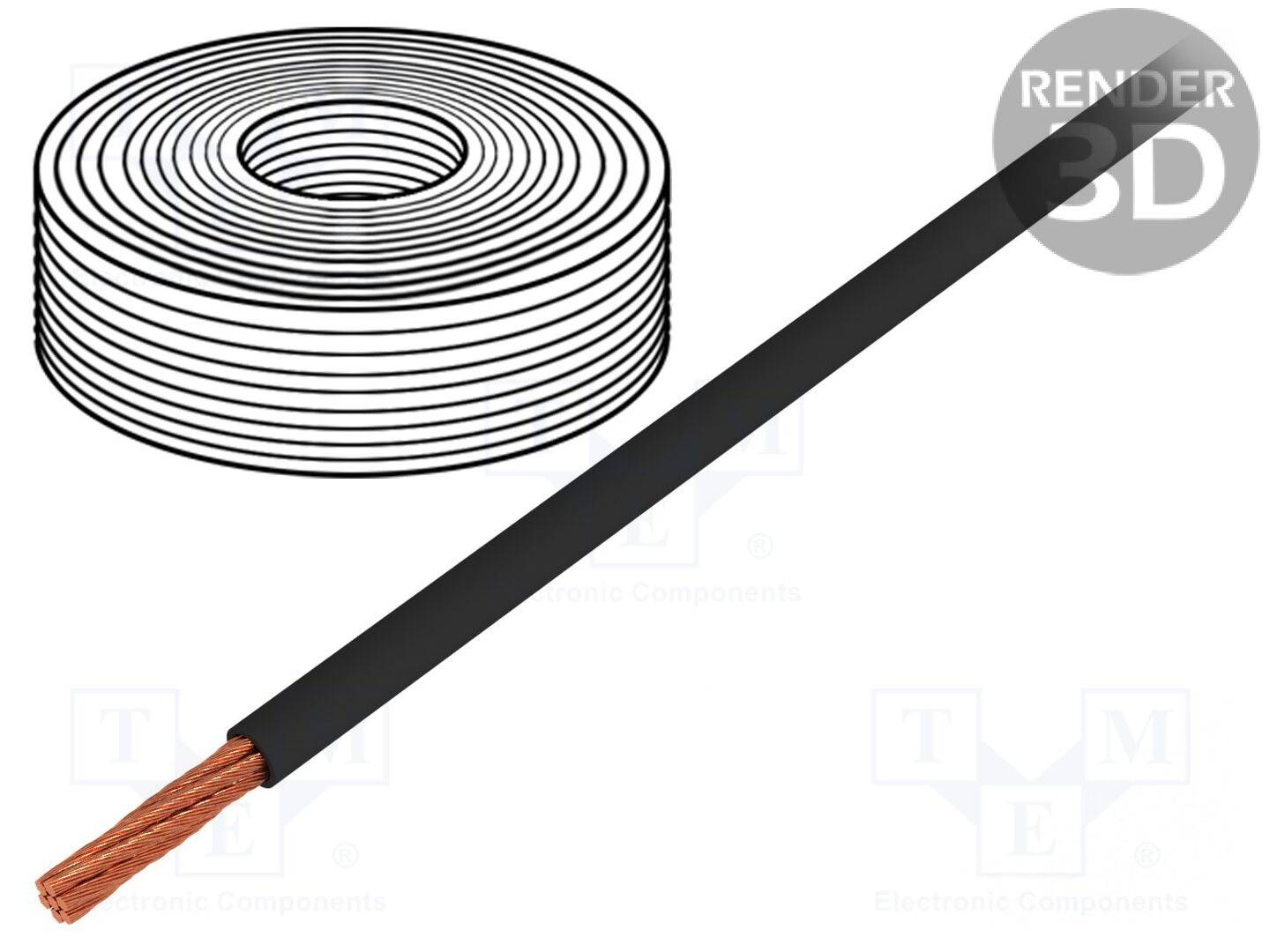 4CARMEDIA PC-8GA-BK Voedingkabel; zwart; Verpakking: 30m; Ødraad: 5mm; 8AWG - 1 rol-0