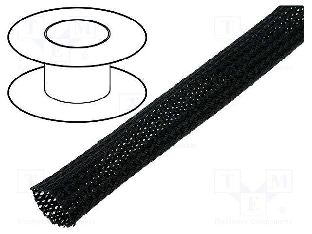 4CARMEDIA OPL.15-BK Omvlechting; polyester; zwart; Verpakking: 50m; -50÷150°C - 1 meter-0