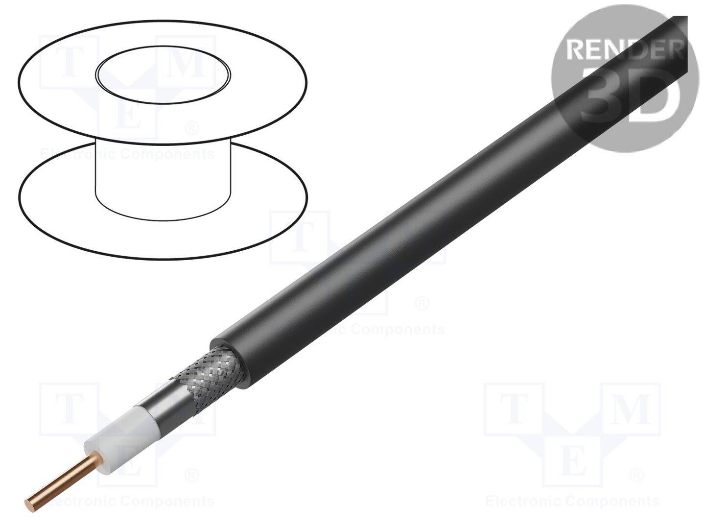 DIGITUS DK-RG6-O-5 Leiding: coaxiaal; RG6; draad; Cu; PE; zwart; 500m; Ødraad: 7mm - 1 meter-0