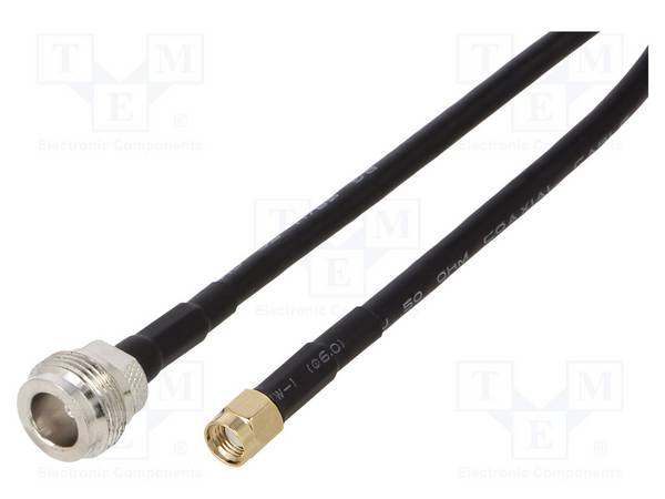 QOLTEC QOLTEC-57030 Kabel; 1m; N vrouwelijk,RP-SMA mannelijk; PE; zwart; 50Ω - 1 stuk