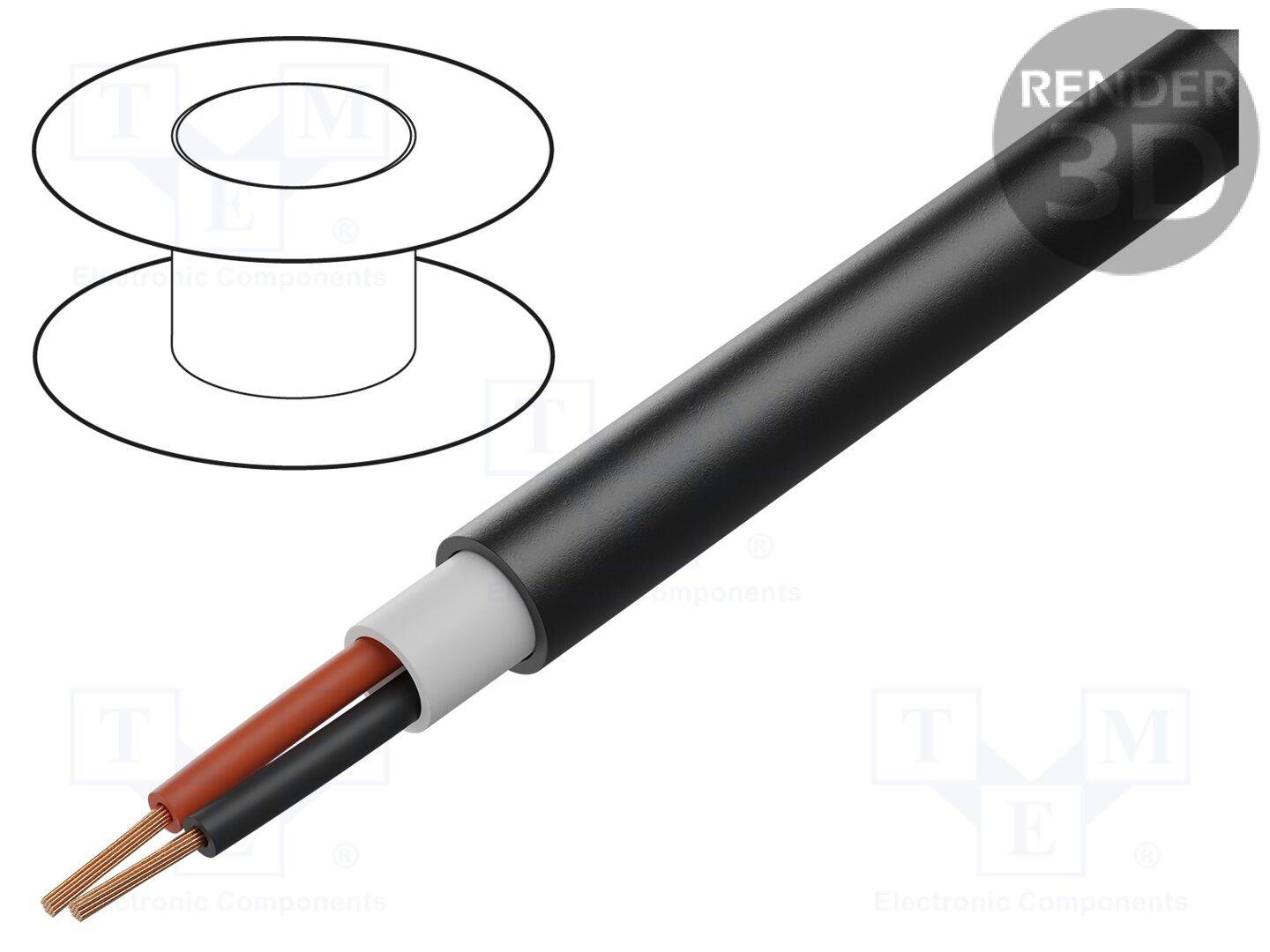 BITNER BITNER-LP0421 Leiding: luidsprekers; BiTsound®; 2x2,5mm2; koord; Cu; zwart; 9,4mm - 1 meter-0