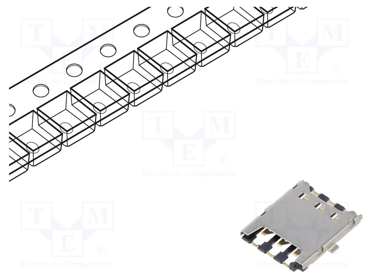 GCT SIM8051-6-0-14-01A Connector: voor kaarten; Nano SIM; push-pull,met borgpen; SMT - 1 stuk-0