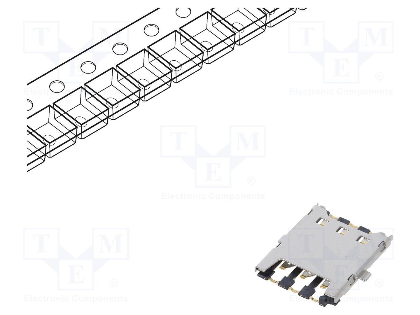 GCT SIM8051-6-0-14-00A Connector: voor kaarten; Nano SIM; SMT; gold flash; PIN: 6; 500mA - 1 stuk-0