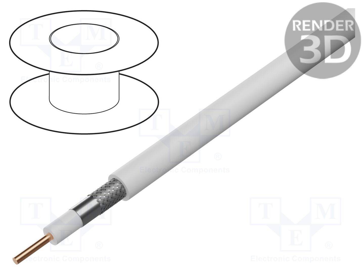 DIGITUS DK-RG6-1 Leiding: coaxiaal; RG6; draad; Cu; PVC; wit; 100m; Ødraad: 7mm - 100 meter-0