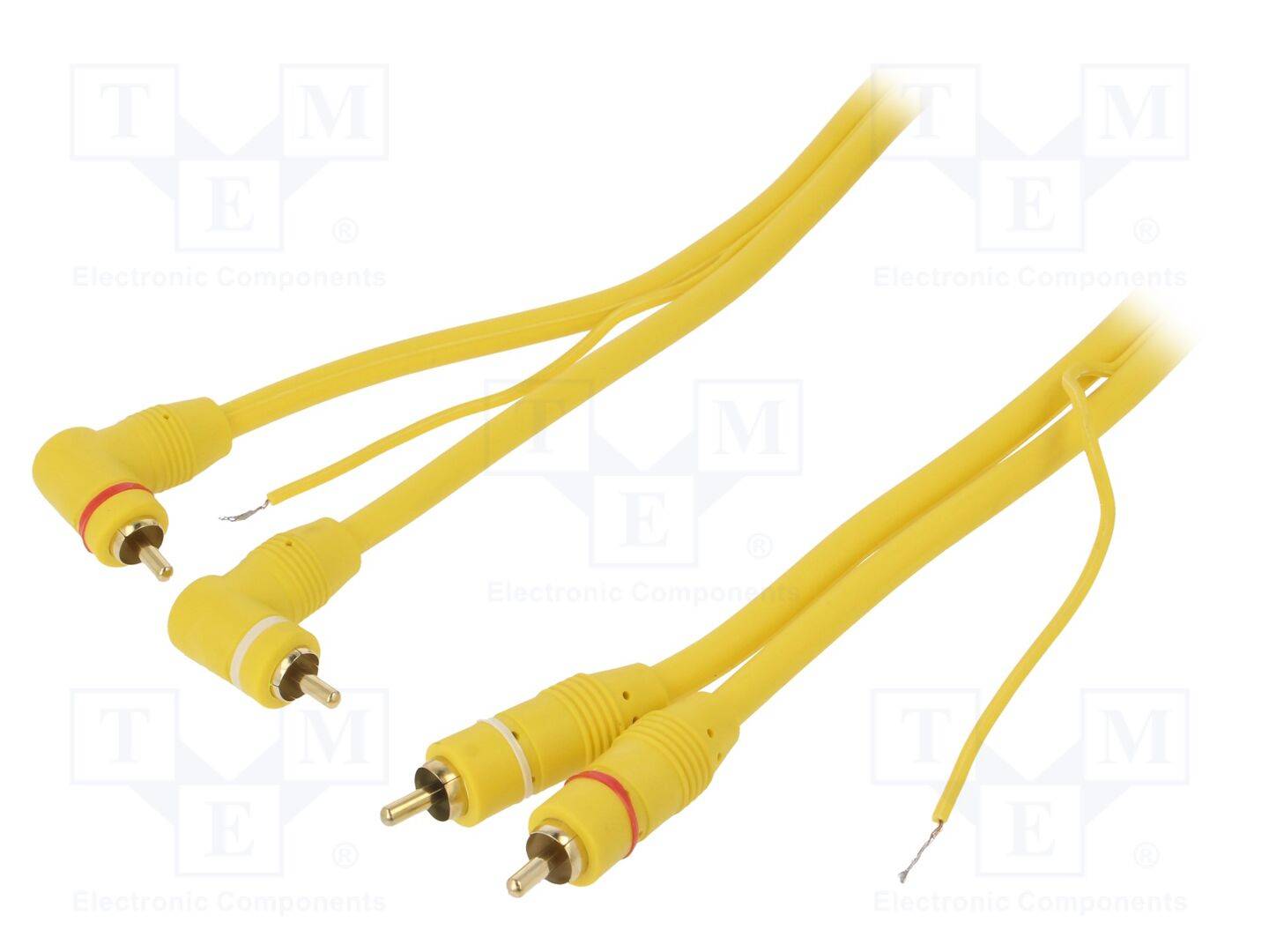 4CARMEDIA RCA-HQ2.500.1 Kabel; RCA-stekker x2,RCA-stekker x2 hoek,bediening; 5m; geel - 1 stuk-0