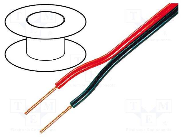 TASKER TAS-C102-0.75 Leiding: luidsprekers; 2x0,75mm2; koord; OFC; zwartrood; 49V - 1 meter-0