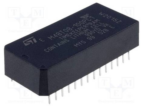 STMicroelectronics M48T08-100PC IC: RTC; parallel; NV SRAM; 64kbSRAM; PCDIP28; 4,75÷5,5V; 100ns - 1 stuk