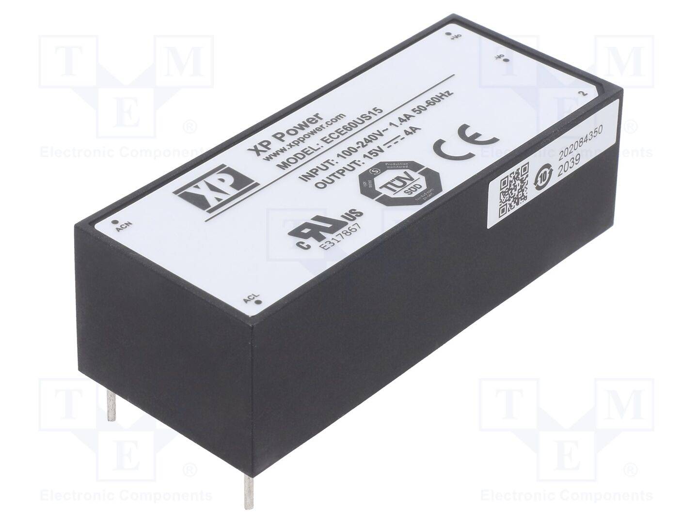 XP POWER ECE60US15 Omvormer: AC/DC; 60W; Uin: 85÷264VAC,120÷370VDC; Uuit: 15VDC; OUT: 1 - 1 stuk-0