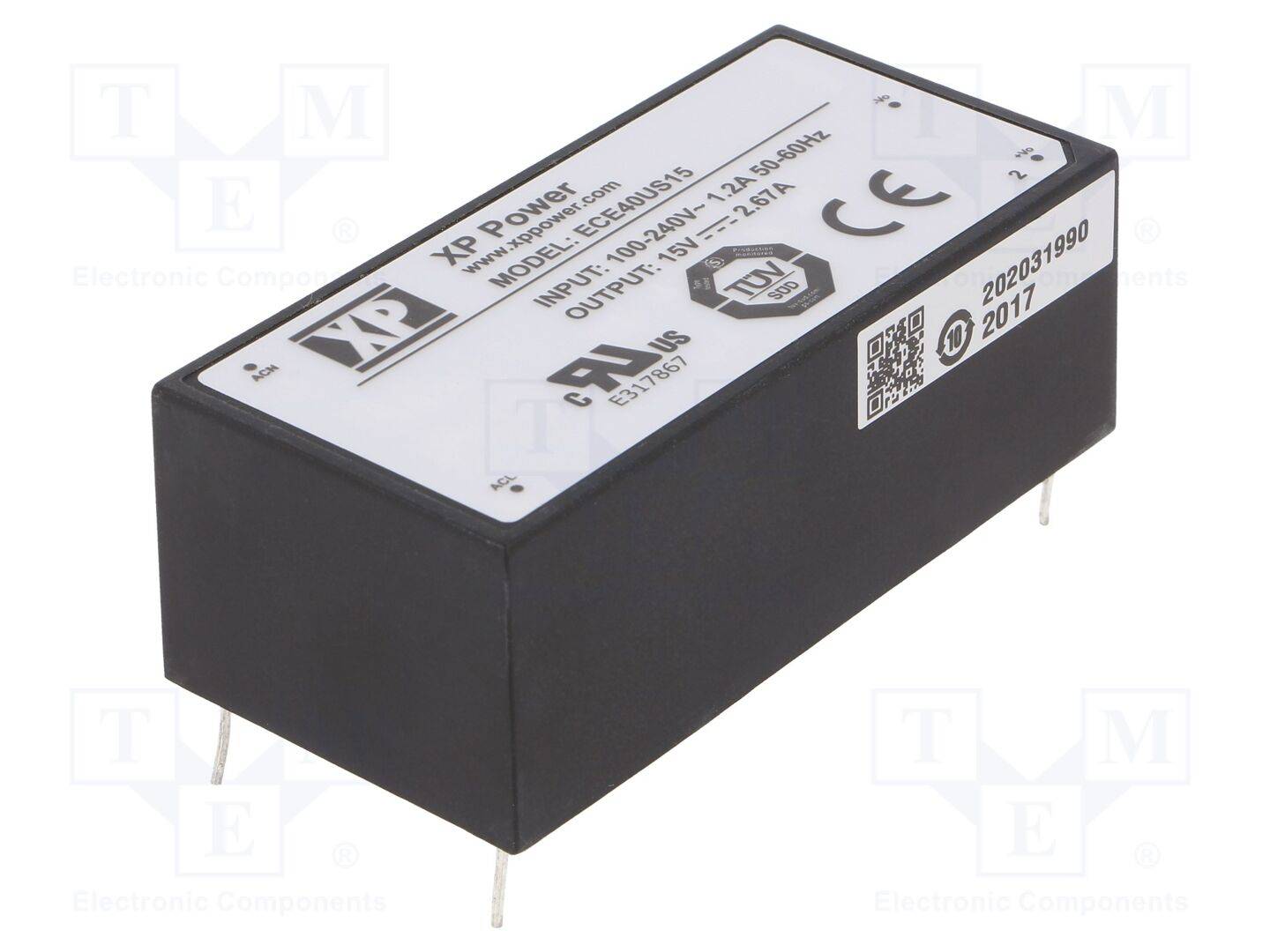 XP POWER ECE40US15 Omvormer: AC/DC; 40W; Uin: 85÷264VAC,120÷370VDC; Uuit: 15VDC; OUT: 1 - 1 stuk-0