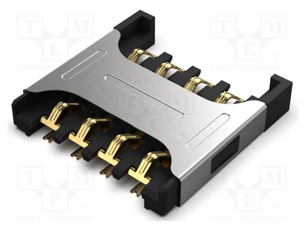 GCT SIM7050-8-0-00-A Connector: voor kaarten; Micro SIM; push-pull; SMT; gold flash - 1 stuk