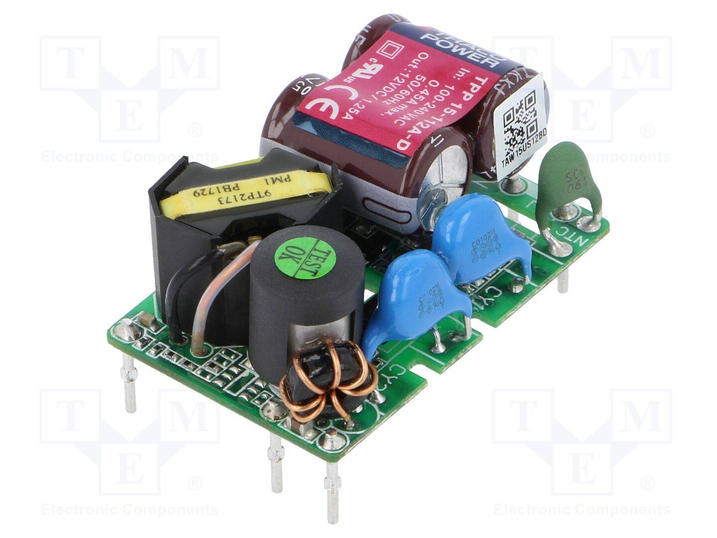 TRACO POWER TPP15-112A-D Voedingseenheid: schakelende; open; 15W; 120÷370VDC; 85÷264VAC - 1 stuk-0