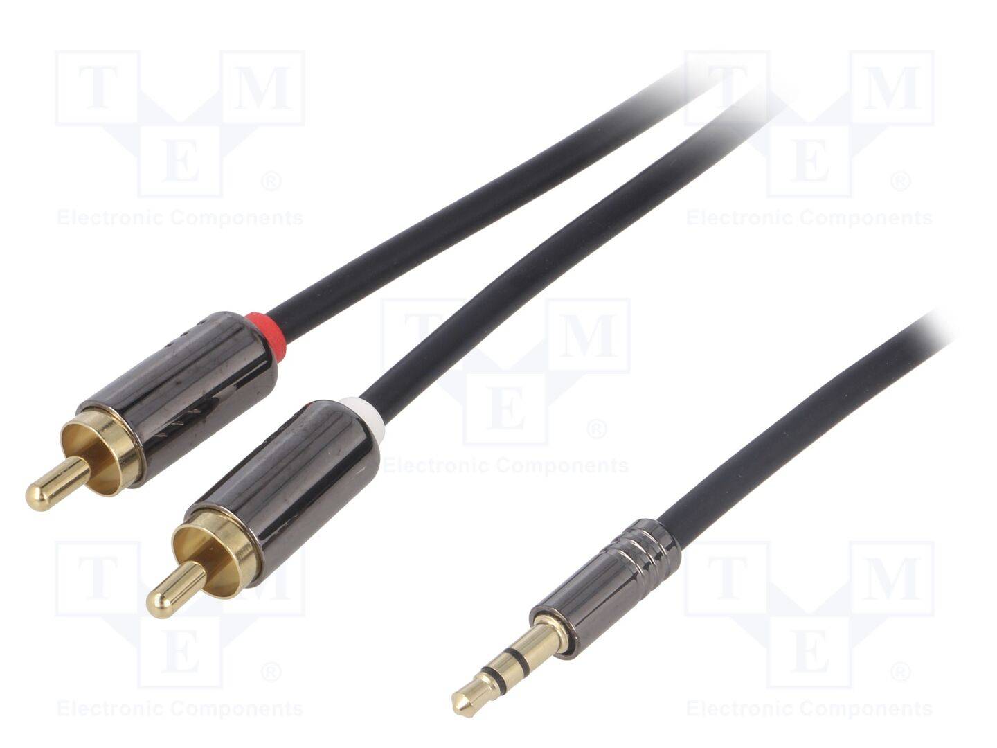4CARMEDIA HQ-1/2-1.5 Kabel; Jack 3,5mm 3pin plug,RCA-stekker x2; 1,5m; zwart - 1 stuk-0