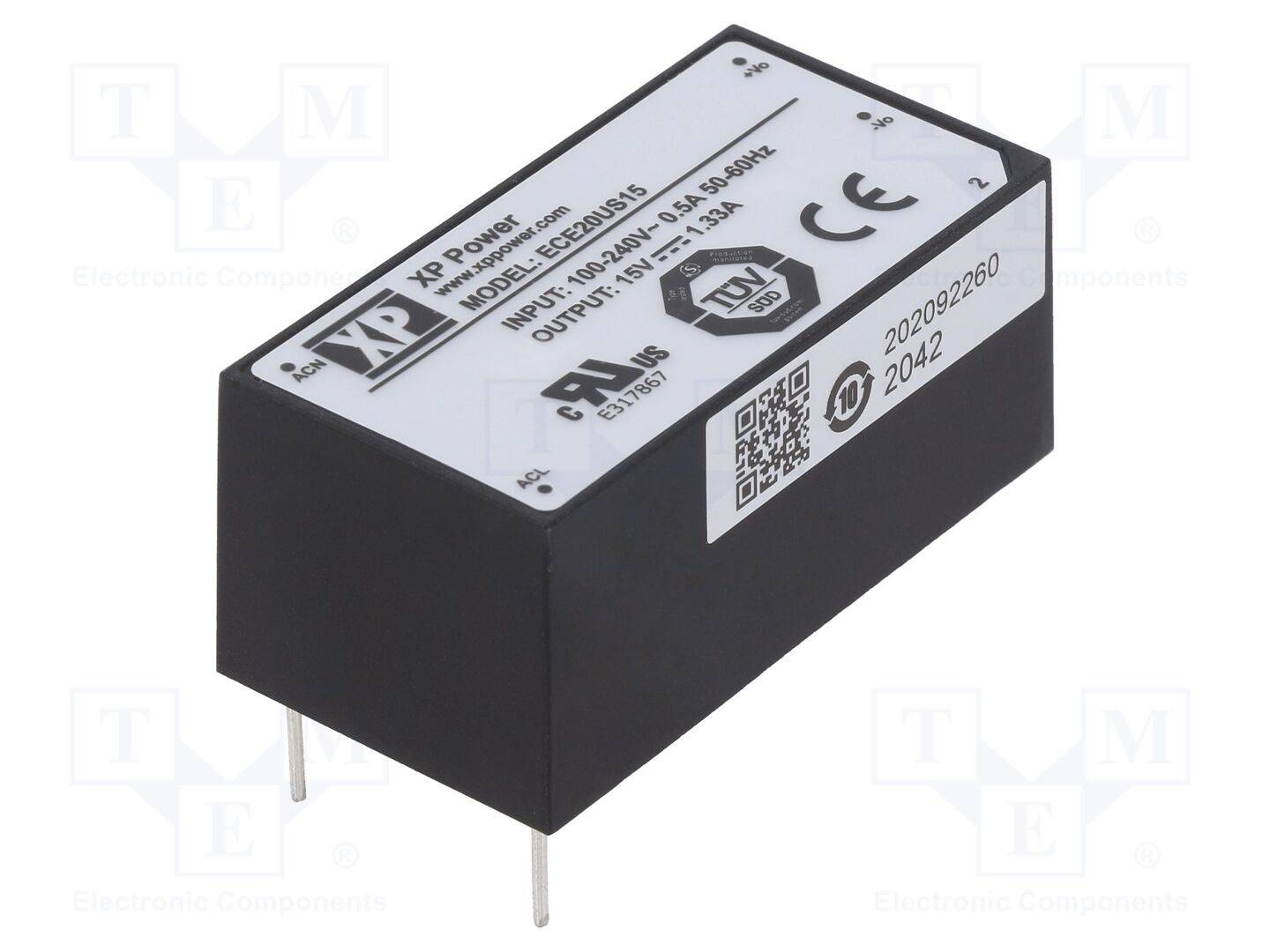 XP POWER ECE20US15 Omvormer: AC/DC; 20W; Uin: 85÷264VAC,120÷370VDC; Uuit: 15VDC; OUT: 1 - 1 stuk-0