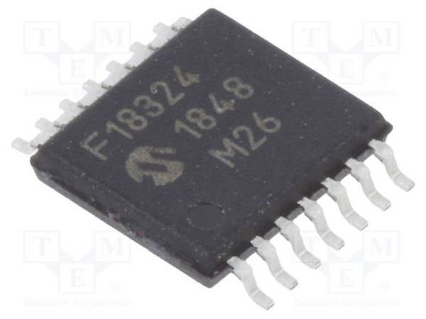 MICROCHIP TECHNOLOGY PIC16F18324-I/ST IC: microcontroller PIC; 7kB; 32MHz; 2,3÷5,5VDC; SMD; TSSOP14; buis - 1 stuk