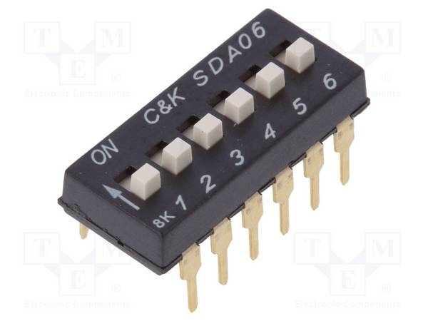 C&K SDA06H1BD Schakelaar: DIP-SWITCH; Aantal secties: 6; ON-OFF; 0,025A/24VDC - 1 stuk