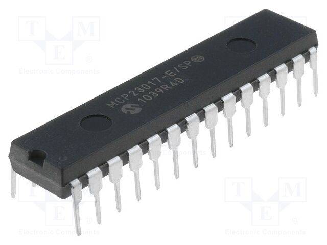 MICROCHIP TECHNOLOGY MCP23017-E/SP IC: interface; extensie I/O; 1,7Mbps; 1,8÷5,5VDC; I2C; THT; DIP28 - 1 stuk