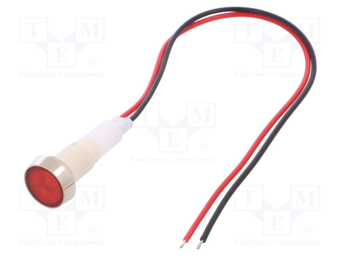NINIGI IND10P-24R-W Controlelampje: LED; plat; rood; 24VDC; 24VAC; Ø10mm; draden; 200mm - 1 stuk-0
