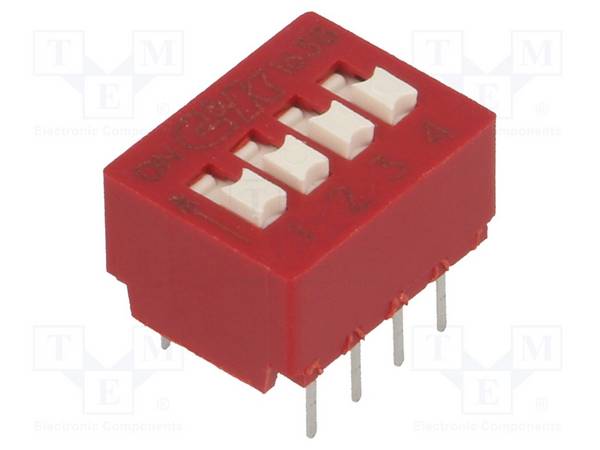 C&K BD04 Schakelaar: DIP-SWITCH; Aantal secties: 4; OFF-ON; 0,025A/25VDC - 1 stuk