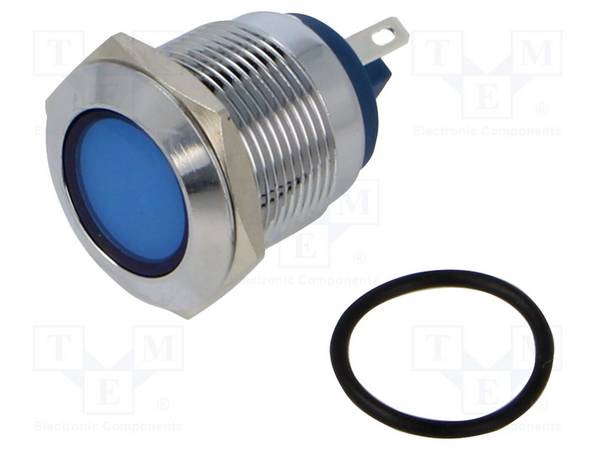 NINIGI IND19-12B-C Controlelampje: LED; plat; blauw; 12VDC; 12VAC; Ø19mm; connectoren - 1 stuk