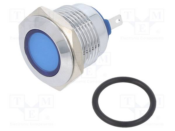 NINIGI IND16-24B-C Controlelampje: LED; plat; blauw; 24VDC; 24VAC; Ø16mm; connectoren - 1 stuk