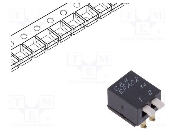 C&K BPA02SBR Schakelaar: DIP-SWITCH; Aantal secties: 2; 0,1A/5VDC; pos: 2; SMT - 1 stuk