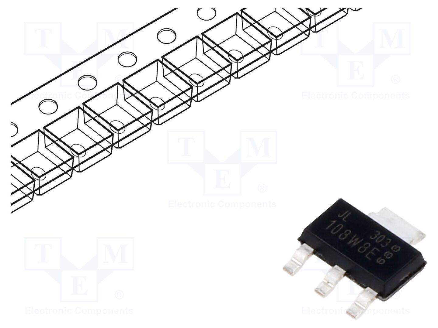 WeEn Semiconductors ACT108W-800EF Thyristor: AC switch; 800V; Ifmax: 0,8A; Igt: 10mA; SOT223; SMD - 1 stuk-0