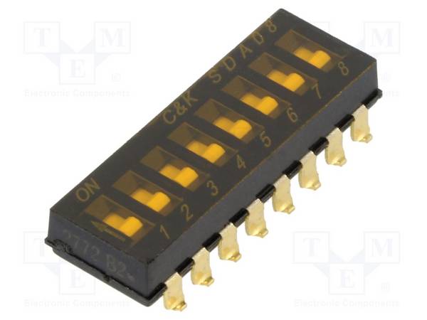 C&K SDA08H0SB Schakelaar: DIP-SWITCH; Aantal secties: 8; ON-OFF; 0,025A/24VDC - 1 stuk