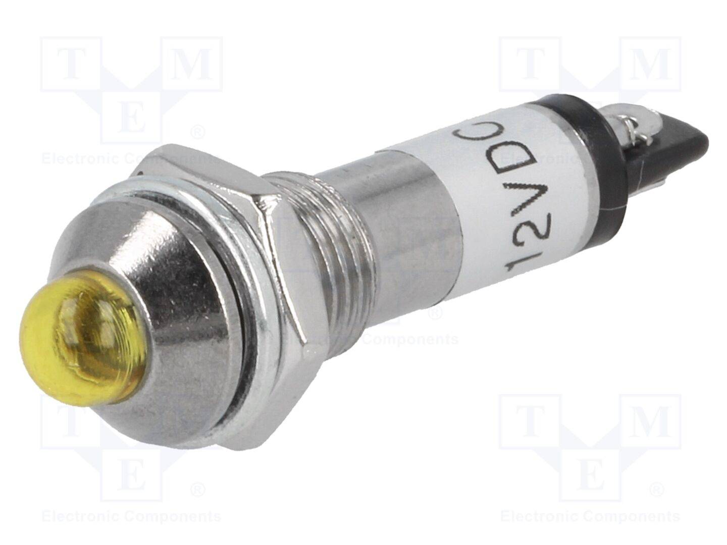 NINIGI IND8-12Y-A Controlelampje: LED; bol; geel; 12VDC; Ø8,2mm; IP40; solderen - 5 stuks-0