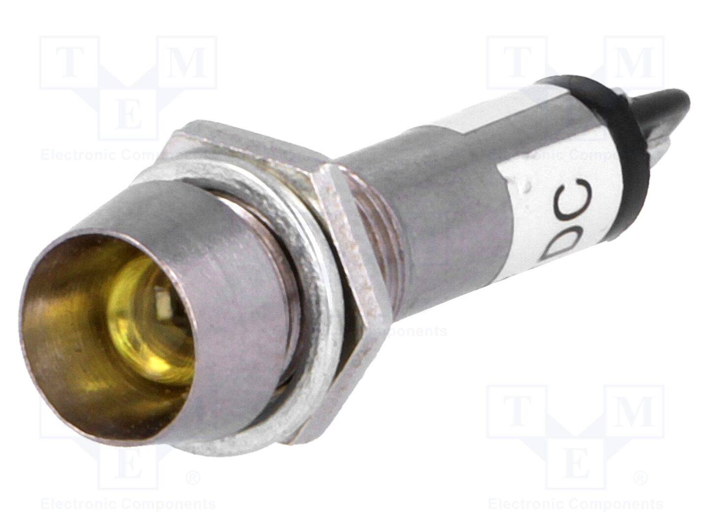 NINIGI IND8-12Y-B Controlelampje: LED; hol; geel; 12VDC; Ø8,2mm; IP40; solderen - 5 stuks-0