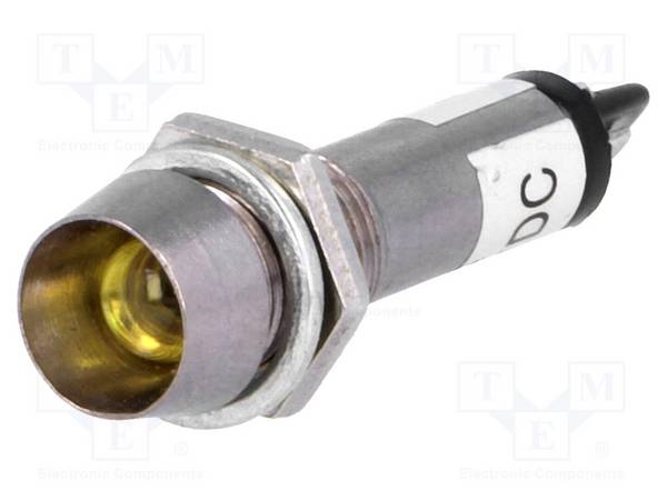NINIGI IND8-12Y-B Controlelampje: LED; hol; geel; 12VDC; Ø8,2mm; IP40; solderen - 5 stuks